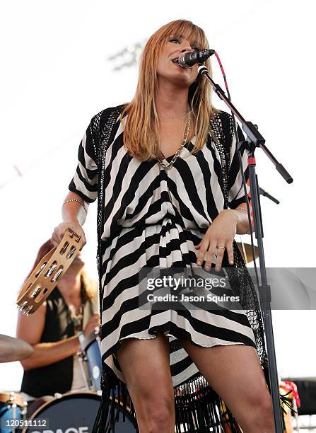 Singer/musician Grace Potter of Grace Potter and the Nocturnals performs during the 2011 Kanrocksas Music Festival at Kansas Speedway on August 6,...