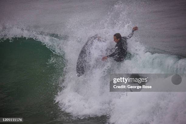 The final round of the SLO CAL Open Surfing Championship is held on February 2 in Pismo Beach, California. Pismo Beach, located on the Central Coast,...