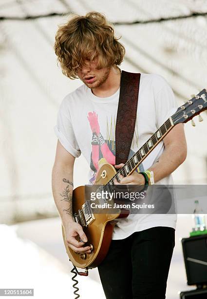 Singer/musician Lincoln Parish of Cage the ELephant performs during the 2011 Kanrocksas Music Festival at Kansas Speedway on August 6, 2011 in Kansas...