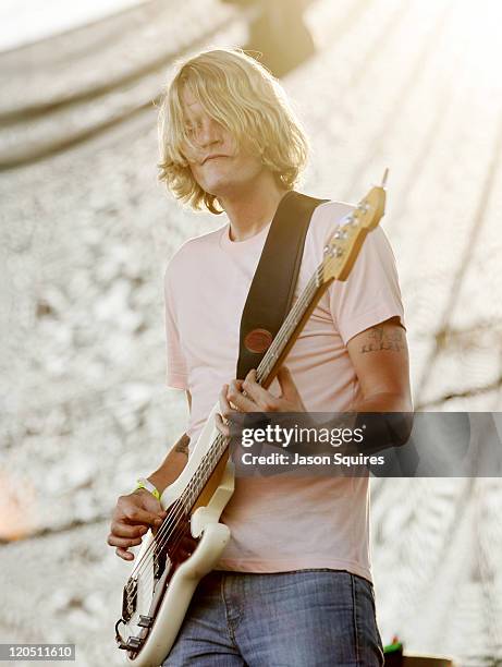 Singer/musician Daniel Tichenor of Cage the ELephant performs during the 2011 Kanrocksas Music Festival at Kansas Speedway on August 6, 2011 in...