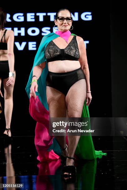 Model walks the runway during Ana Ono Intimates Project Cancerland At New York Fashion Week Powered By Art Hearts Fashion NYFW 2020 at The Angel...