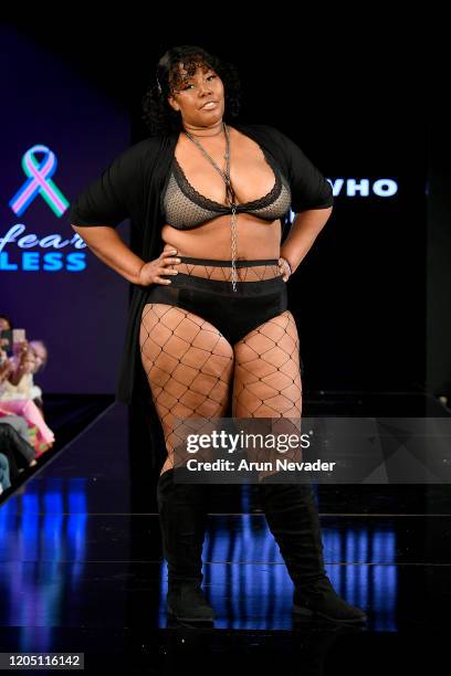 Model walks the runway during Ana Ono Intimates Project Cancerland At New York Fashion Week Powered By Art Hearts Fashion NYFW 2020 at The Angel...