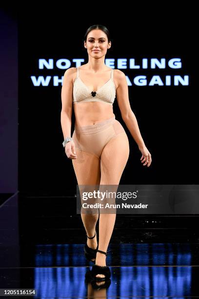 Model walks the runway during Ana Ono Intimates Project Cancerland At New York Fashion Week Powered By Art Hearts Fashion NYFW 2020 at The Angel...