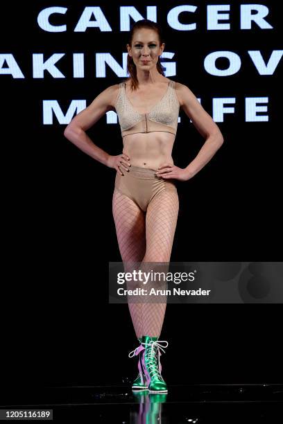 Model walks the runway during Ana Ono Intimates Project Cancerland At New York Fashion Week Powered By Art Hearts Fashion NYFW 2020 at The Angel...