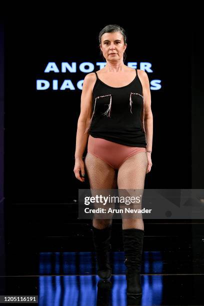 Model walks the runway during Ana Ono Intimates Project Cancerland At New York Fashion Week Powered By Art Hearts Fashion NYFW 2020 at The Angel...