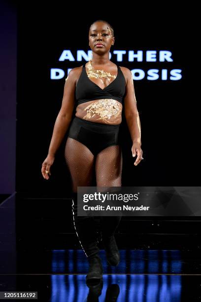 Model walks the runway during Ana Ono Intimates Project Cancerland At New York Fashion Week Powered By Art Hearts Fashion NYFW 2020 at The Angel...