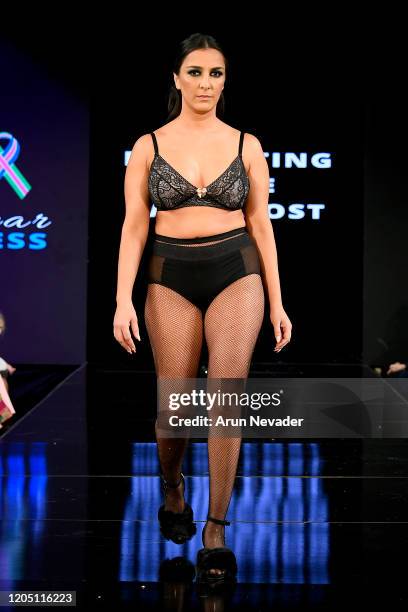 Model walks the runway during Ana Ono Intimates Project Cancerland At New York Fashion Week Powered By Art Hearts Fashion NYFW 2020 at The Angel...