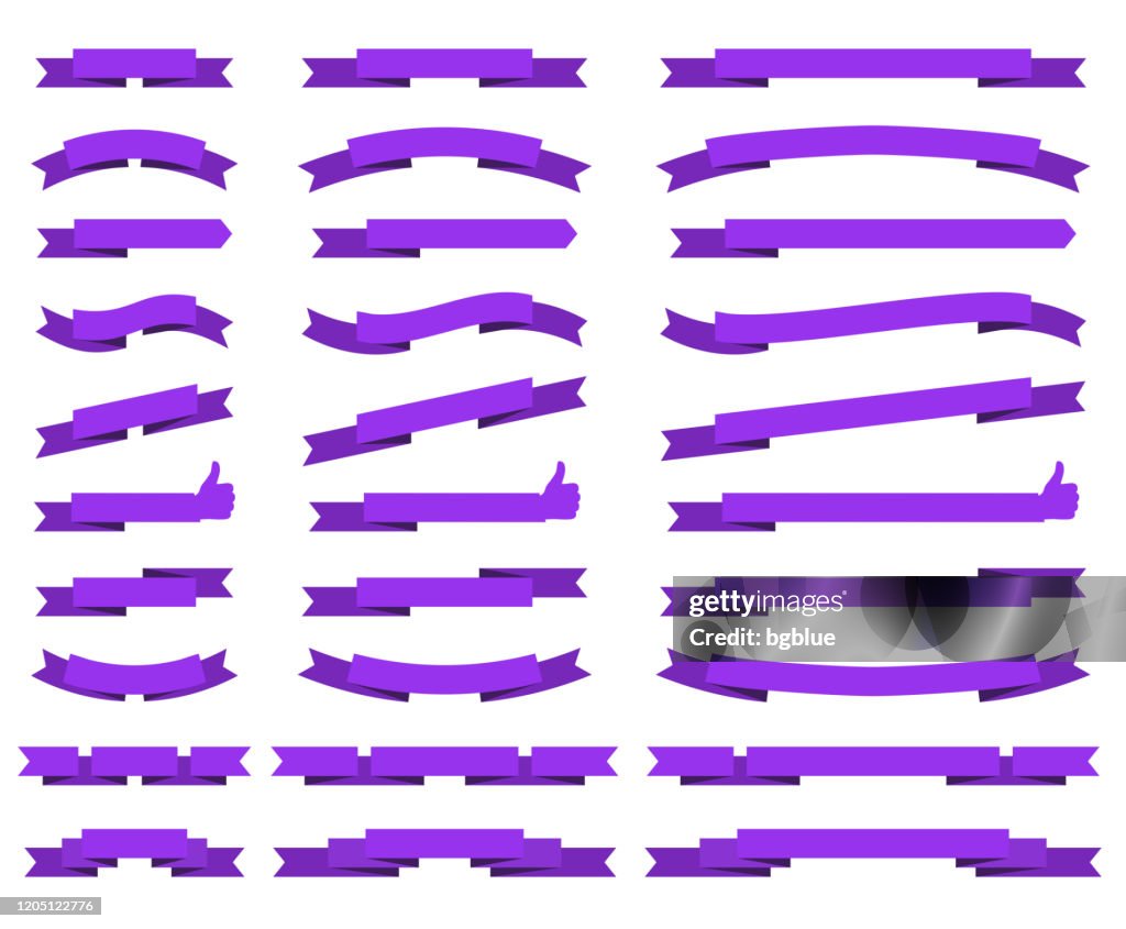 String Banner Ribbons Set Of Purple Ribbons Banners Design Elements On White Background High ...
