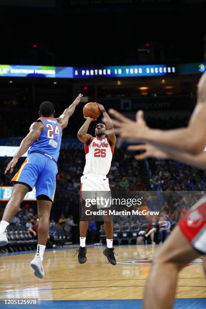 Marquis Teague of the Memphis Hustle shoots the ball during a NBA G-League game against the Oklahoma City Blue on March 4, 2020 at the Cox Convention...