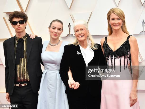 Ellery Harper, Jaya Harper, Diane Ladd, and Laura Dern attend the 92nd Annual Academy Awards at Hollywood and Highland on February 09, 2020 in...