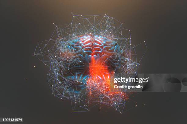 imagem abstrata de atividade cerebral - neurons - fotografias e filmes do acervo