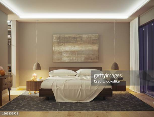 moderne slaapkamer - bedroom wall stockfoto's en -beelden