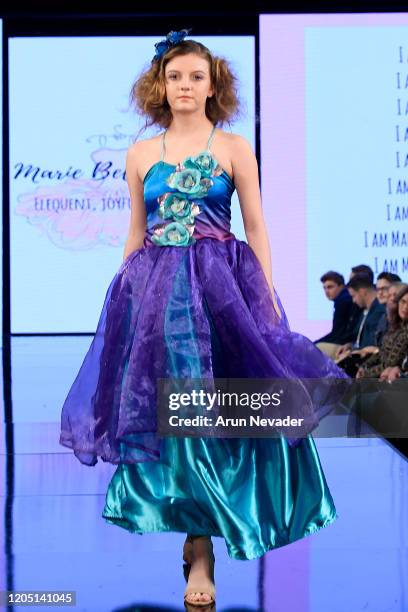 Model walks the runway during Marie Belle Couture At New York Fashion Week Powered By Art Hearts Fashion NYFW 2020 at The Angel Orensanz Foundation...