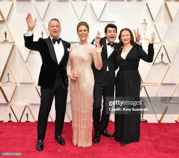 Tom Hanks, Rita Wilson, Truman Theodore Hanks, and Elizabeth Hanks attend the 92nd Annual Academy Awards at Hollywood and Highland on February 09,...