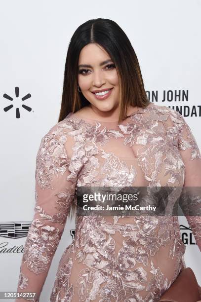 Denise Bidot attends the 28th Annual Elton John AIDS Foundation Academy Awards Viewing Party sponsored by IMDb, Neuro Drinks and Walmart on February...
