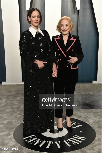 Sarah Paulson and Holland Taylor attend the 2020 Vanity Fair Oscar Party hosted by Radhika Jones at Wallis Annenberg Center for the Performing Arts...