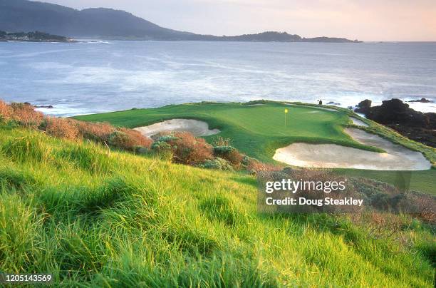 seventh green at pebble beach - monterey peninsula stock pictures, royalty-free photos & images