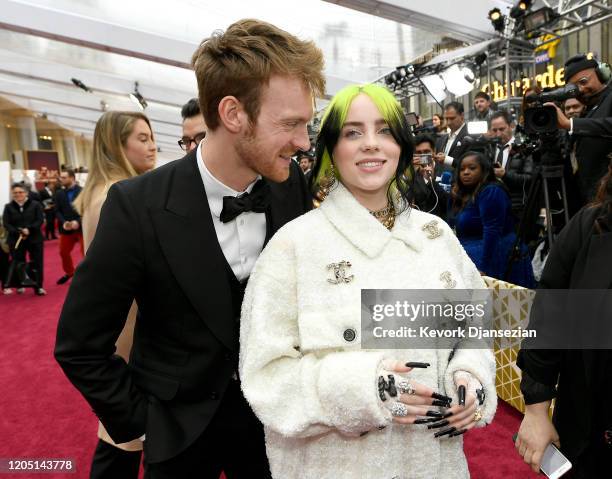 Finneas O'Connell and Billie Eilish attends the 92nd Annual Academy Awards at Hollywood and Highland on February 09, 2020 in Hollywood, California.