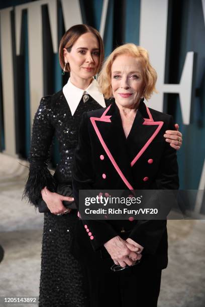 Sarah Paulson and Holland Taylor attend the 2020 Vanity Fair Oscar Party hosted by Radhika Jones at Wallis Annenberg Center for the Performing Arts...