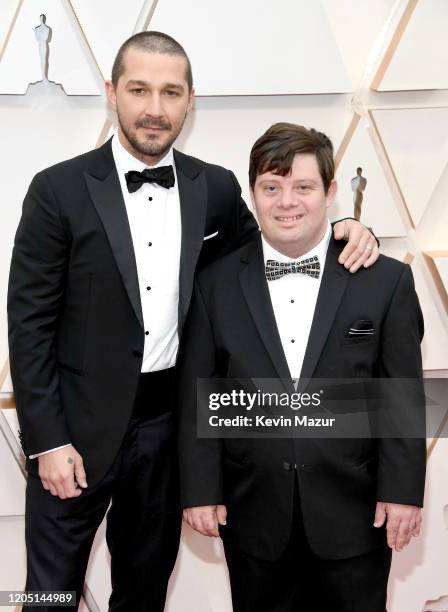 Shia LaBeouf and Zack Gottsagen attend the 92nd Annual Academy Awards at Hollywood and Highland on February 09, 2020 in Hollywood, California.