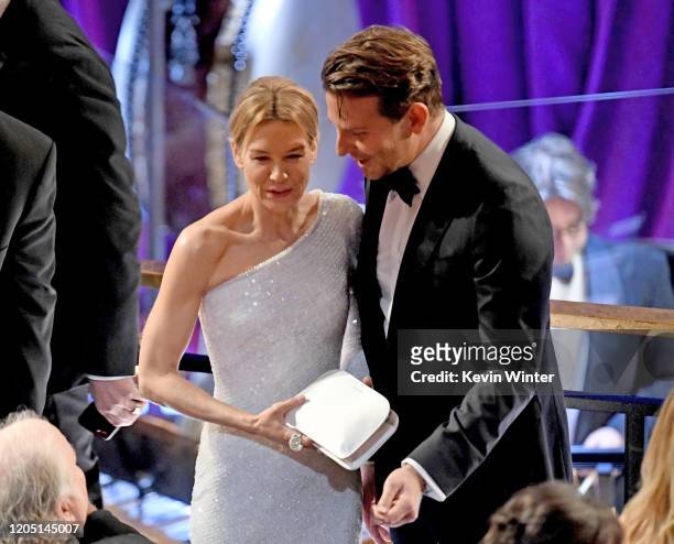 Renée Zellweger and Bradley Cooper attend the 92nd Annual Academy Awards at Hollywood and Highland on February 09, 2020 in Hollywood, California.