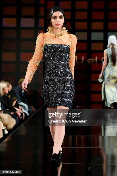 Model walks the runway during Lulu Et Gigi At New York Fashion Week Powered By Art Hearts Fashion NYFW 2020 at The Angel Orensanz Foundation on...