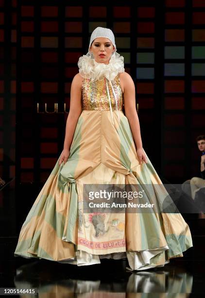 Model walks the runway during Lulu Et Gigi At New York Fashion Week Powered By Art Hearts Fashion NYFW 2020 at The Angel Orensanz Foundation on...