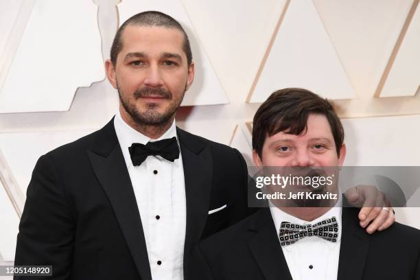 Shia LaBeouf and Zack Gottsagen attend the 92nd Annual Academy Awards at Hollywood and Highland on February 09, 2020 in Hollywood, California.