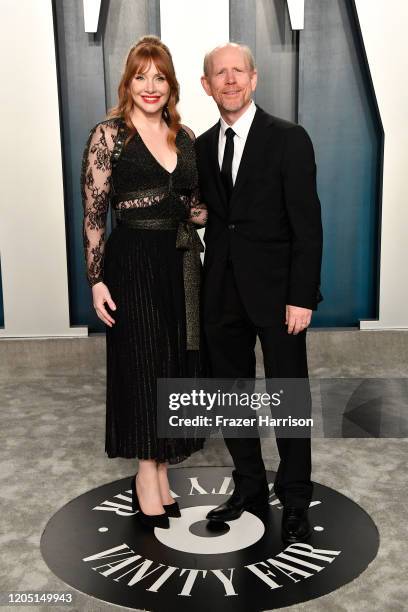 Bryce Dallas Howard and Ron Howard attend the 2020 Vanity Fair Oscar Party hosted by Radhika Jones at Wallis Annenberg Center for the Performing Arts...