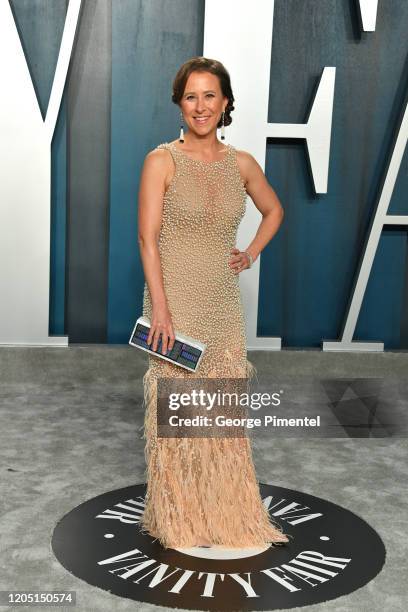 Anne Wojcicki attends the 2020 Vanity Fair Oscar party hosted by Radhika Jones at Wallis Annenberg Center for the Performing Arts on February 09,...