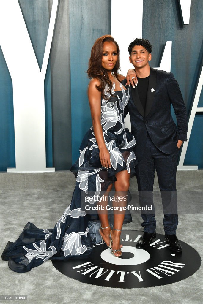 Aaron Tredwell Janet Mock and Aaron Tredwell attend the 2020 Vanity Fair Oscar party ...
