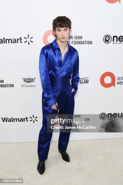 Troye Sivan attends the 28th Annual Elton John AIDS Foundation Academy Awards Viewing Party sponsored by IMDb, Neuro Drinks and Walmart on February...