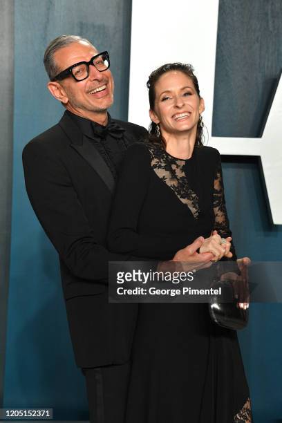 Jeff Goldblum and Emilie Livingston attend the 2020 Vanity Fair Oscar party hosted by Radhika Jones at Wallis Annenberg Center for the Performing...