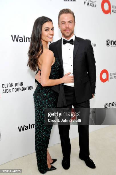 Hayley Erbert and Derek Hough attend Neuro Brands Presenting Sponsor At The Elton John AIDS Foundation's Academy Awards Viewing Party on February 09,...