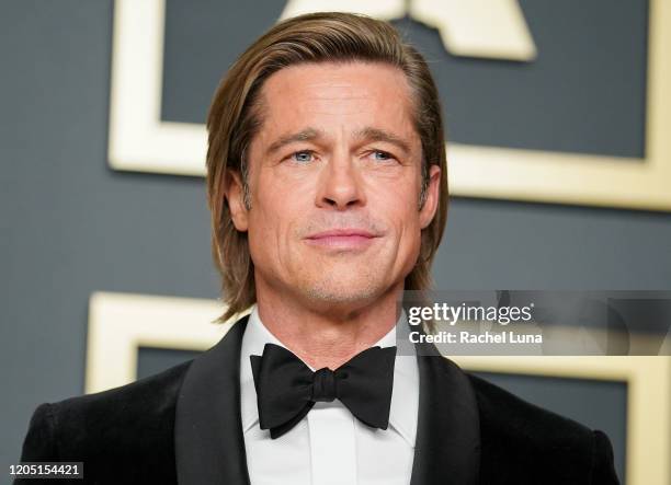 Brad Pitt, winner of Best Actor in a Supporting Role for "Once Upon a Time...in Hollywood”, poses in the press room during 92nd Annual Academy Awards...