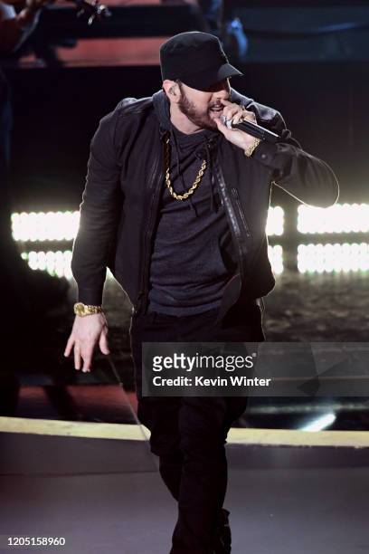 Eminem performs onstage during the 92nd Annual Academy Awards at Dolby Theatre on February 09, 2020 in Hollywood, California.
