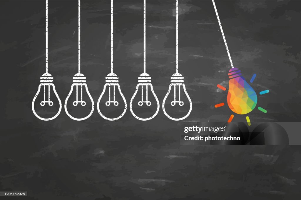 Creative Idea Concepts with Light Bulb on Blackboard Background