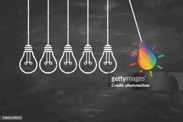 creative idea concepts with light bulb on blackboard background - innovation stock illustrations