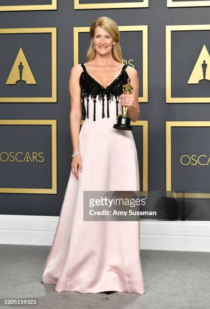 Laura Dern, winner of the Actress in a Supporting Role award for “Marriage Story,” poses in the press room during the 92nd Annual Academy Awards at...
