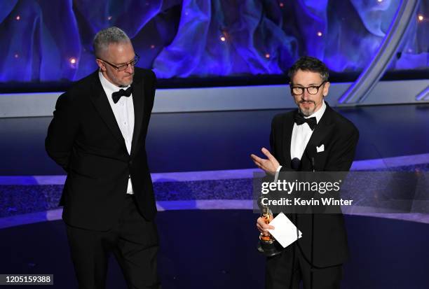 Mark Taylor and Stuart Wilson accept the Best Sound Mixing award for '1917' onstage during the 92nd Annual Academy Awards at Dolby Theatre on...