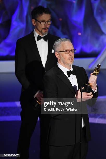 Stuart Wilson and Mark Taylor accept the Best Sound Mixing award for '1917' onstage during the 92nd Annual Academy Awards at Dolby Theatre on...