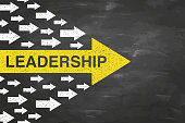 Leadership Concepts with Arrows on Blackboad Background