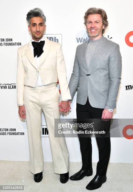 Tan France and Rob France attend the 28th Annual Elton John AIDS Foundation Academy Awards Viewing Party Sponsored By IMDb And Neuro Drinks on...