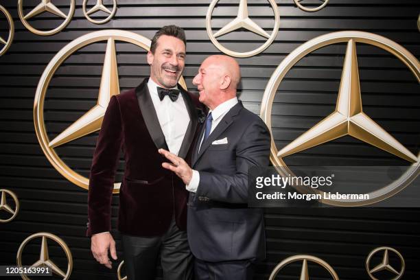 Jon Hamm and Nicholas Speeks arrive at the 2020 Mercedes-Benz Annual Academy Viewing Party at Four Seasons Los Angeles at Beverly Hills on February...