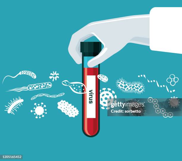 bildbanksillustrationer, clip art samt tecknat material och ikoner med provrör - virus - bacteriologist