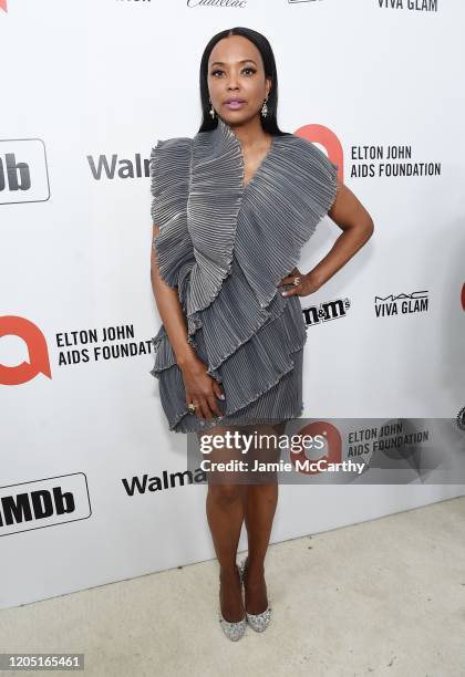 Aisha Tyler attends the 28th Annual Elton John AIDS Foundation Academy Awards Viewing Party sponsored by IMDb, Neuro Drinks and Walmart on February...