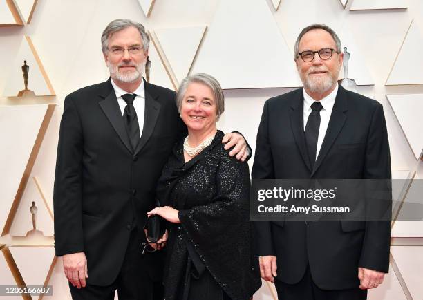 Sound designer Gary Rydstrom, guest, and composer Tom Johnson attend the 92nd Annual Academy Awards at Hollywood and Highland on February 09, 2020 in...