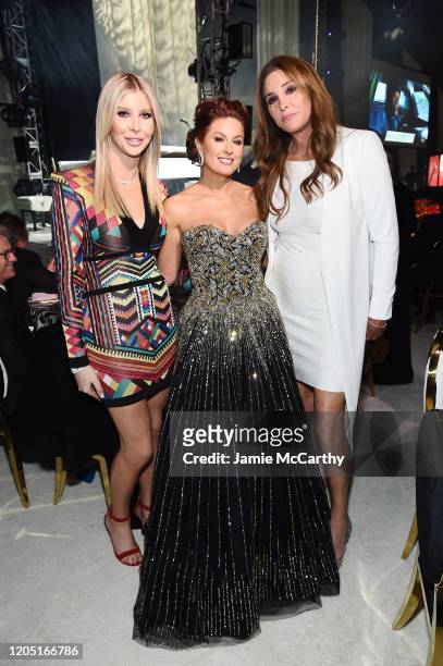 Sophia Hutchins, Hilary Roberts, and Caitlyn Jenner attend the 28th Annual Elton John AIDS Foundation Academy Awards Viewing Party sponsored by IMDb,...