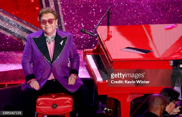 Elton John performs onstage during the 92nd Annual Academy Awards at Dolby Theatre on February 09, 2020 in Hollywood, California.