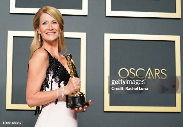Laura Dern, winner of Best Actress in a Supporting Role for "Marriage Story", poses in the press room during 92nd Annual Academy Awards at Hollywood...